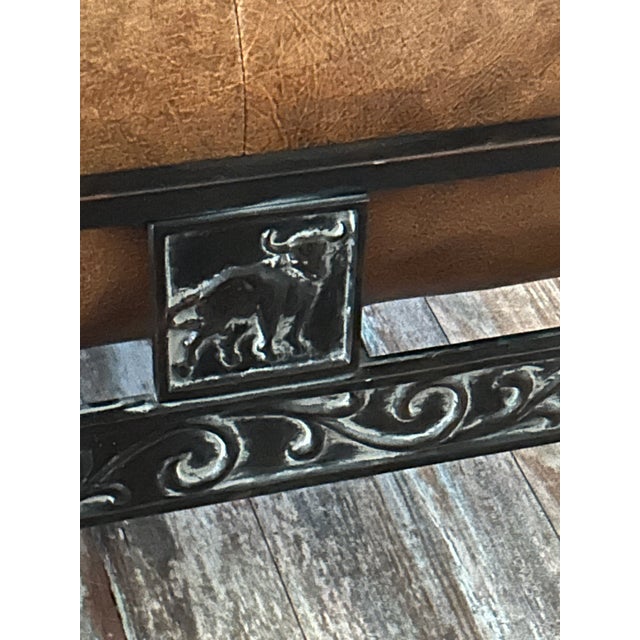 Thomasville El Toro Leather & Wrought Iron Loveseat From Thomasville Furniture’s Hemingway Collection For Sale - Image 9 of 15