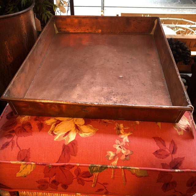 Large Vintage Hammered Copper Rectangular Tray with Patina Chairish