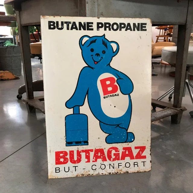 Metal French Glazed Advertising Butagaz Sign, 1950s For Sale - Image 7 of 7