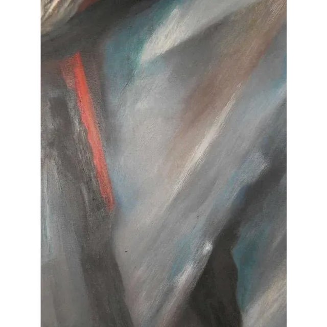 1970's abstract oil painting on canvas, signed Mabel Swan.