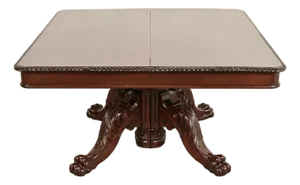R. J. Horner Antique Victorian Carved Mahogany Split Pedestal Extension Dining Table With Lion Paw Feet, Newly Refinished