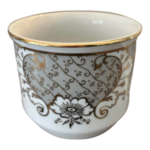 Mid Twentieth Century George’s Briard Versailles D’Or Petite Gold and White Cachepot Planter