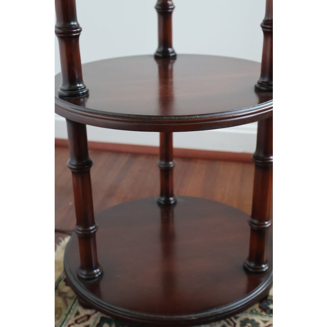 1970s Knob Creek Faux-Bamboo Mahogany Three-Tier Floor Lamp Table For Sale - Image 10 of 18