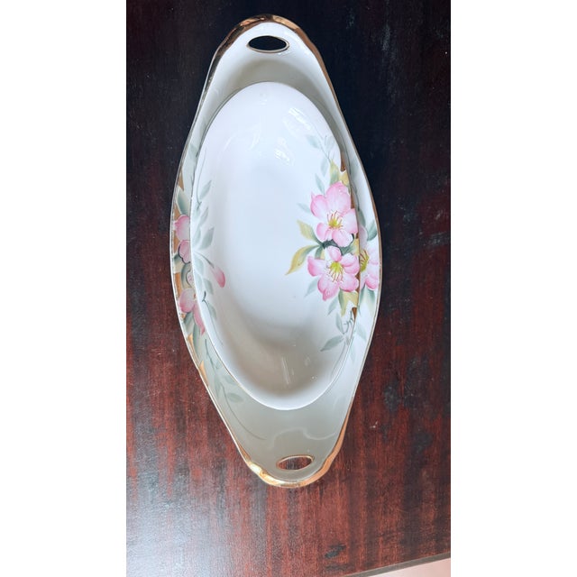 Ceramic Antique, Early 20th Century Noritake Japan Azalea Porcelain Celery and Relish Server Set For Sale - Image 7 of 13