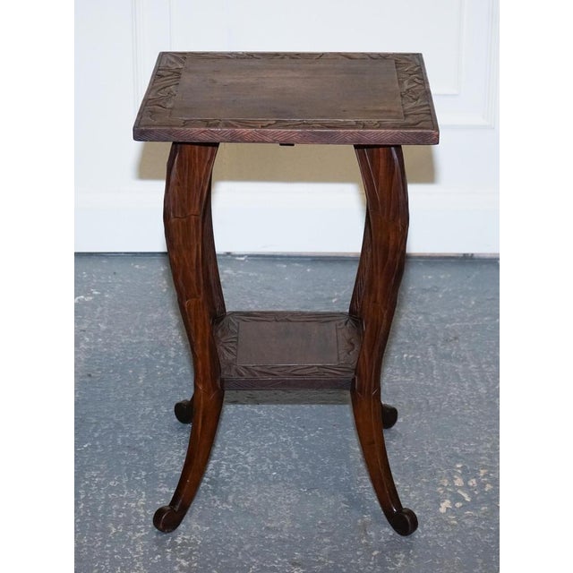 Hand Carved Occasional Side End Lamp Wine Table from Libertys London, 1950s For Sale - Image 4 of 15