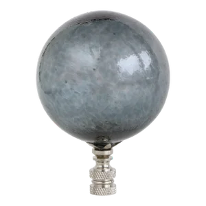 Handblown Glass Lamp Finial in Smoke on Chrome Hardware