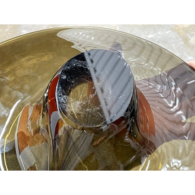 Burnt Umber Large Sculptural Vintage Art Glass Vessel in Smoky Topaz | Attributed to Kosta Boda For Sale - Image 8 of 10