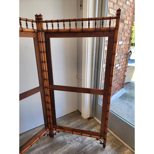 Late 19th Century Antique 19th Century French Aesthetic Movement Faux Bamboo Room Divider/ Screen Frame For Sale - Image 5 of 18