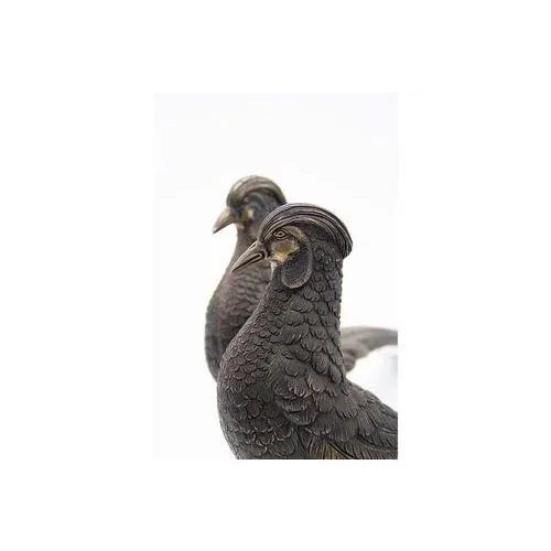 Silver Chiseled Silver Pheasants with Long Tails, Set of 2 For Sale - Image 8 of 10