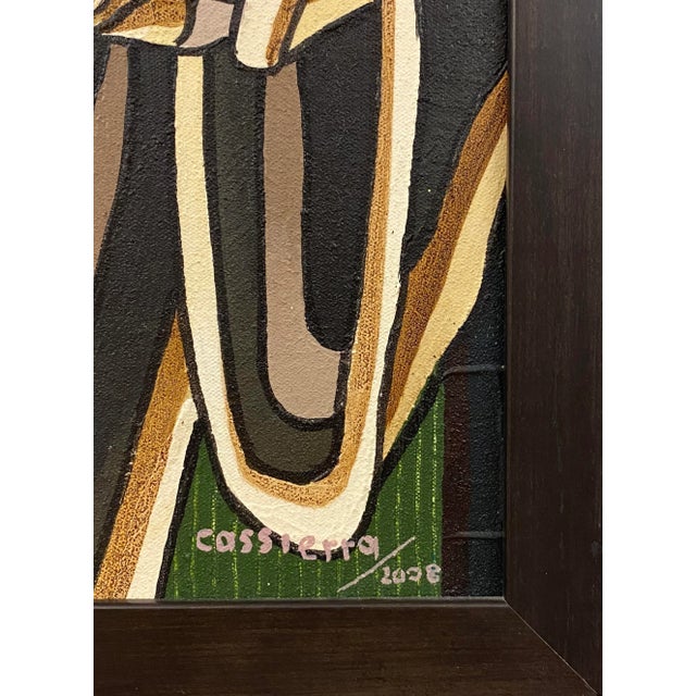 Franklin Cassierra Oil on Canvas Painting Jazz Musician For Sale - Image 4 of 8