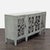 This four-door credenza features antique mirror glass set behind intricate open scroll fretwork, fixed interior shelves,...