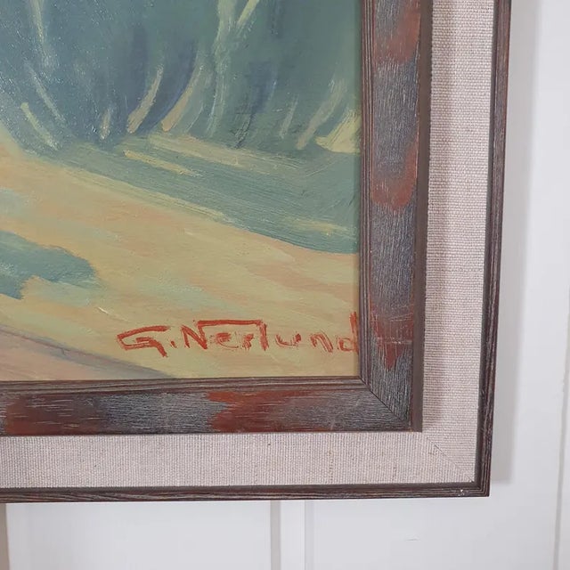 1952 Mid Century Swedish Modernist Oil Painting "Gudbrandsdalen" by Gunnar Nerlund For Sale - Image 12 of 16