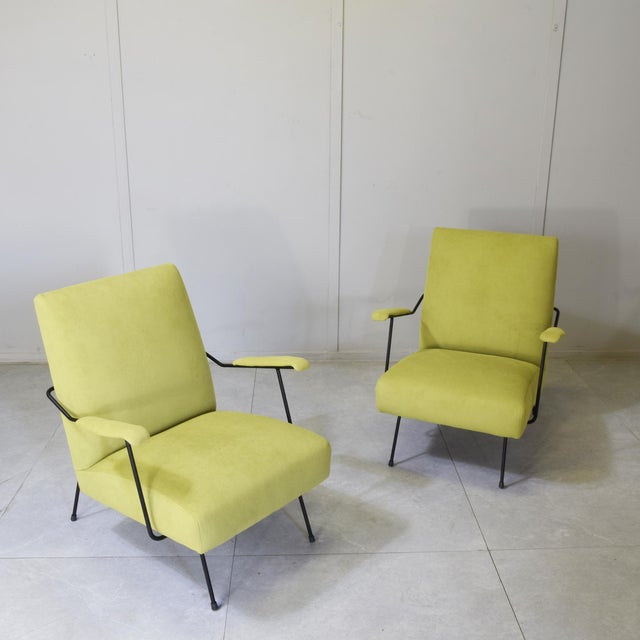 Slipper Chairs in Tubular Metal by Mario Franchioni for Framar, 1950s, Set of 2 For Sale - Image 9 of 13