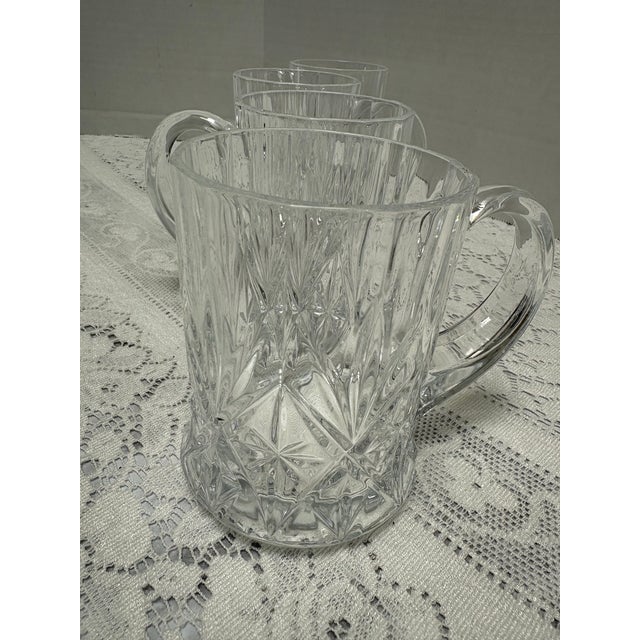 Vintage Cut Glass Etched Mugs or Cups, Set of Four For Sale - Image 4 of 7