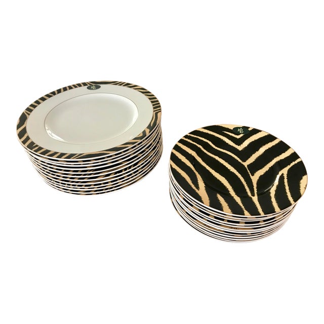 Lauren by Ralph Lauren Home Safari Zebra Dinnerware Set 12 Dinner/12 Salad Plates Chairish