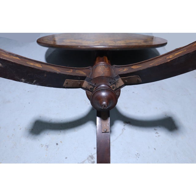 Stunning Late 18thc. Dutch Marquetry Tilt Top Table With Box Wood Inlay For Sale - Image 14 of 14