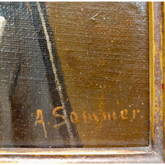 1930s A. Sommer -Portrait of a Monk Smoking Hookah-Oil Painting For Sale - Image 5 of 9