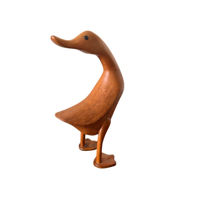 Brown Mid 20th Century Duck Hand-Carved Natural Wooden Duck Sculpture – Organic Modern Folk Art Figurine, Sustainable Bamboo Root Decor For Sale - Image 8 of 17