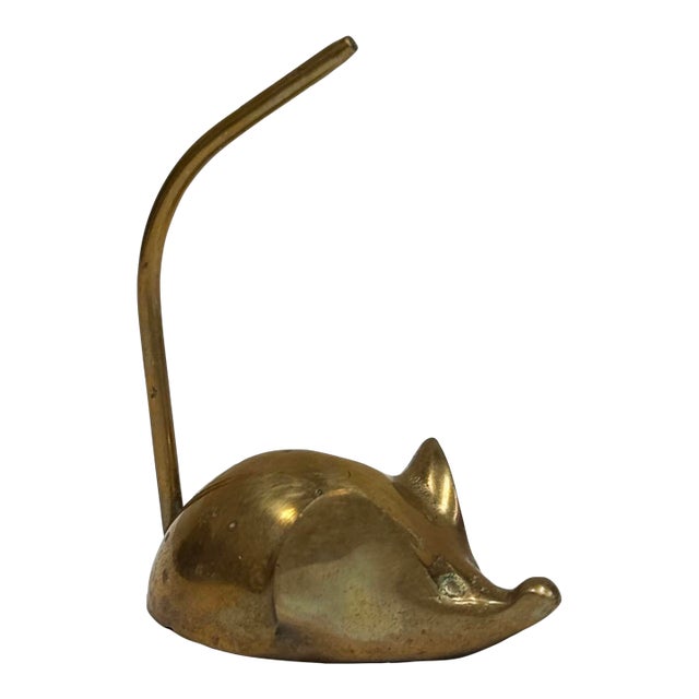 Vintage Brass Mouse Ring or Receipt Holder For Sale