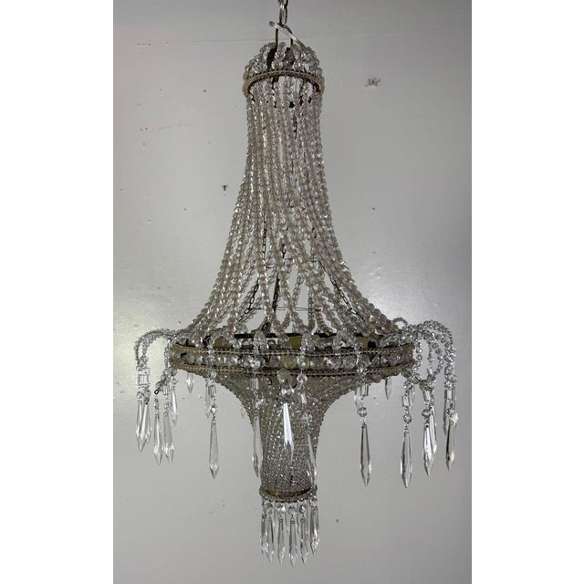 Early 20th Century Empire-Style Crystal Beaded Chandelier For Sale - Image 11 of 13