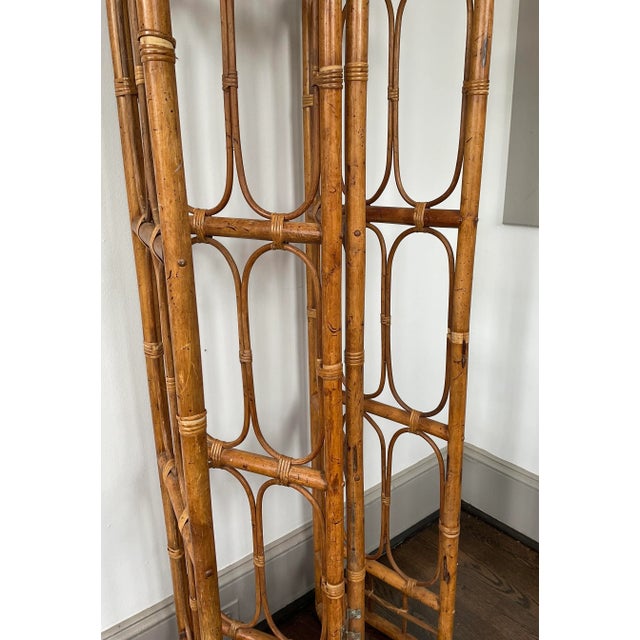 Vintage 1970s Four-Panel Bamboo Screen For Sale - Image 9 of 12