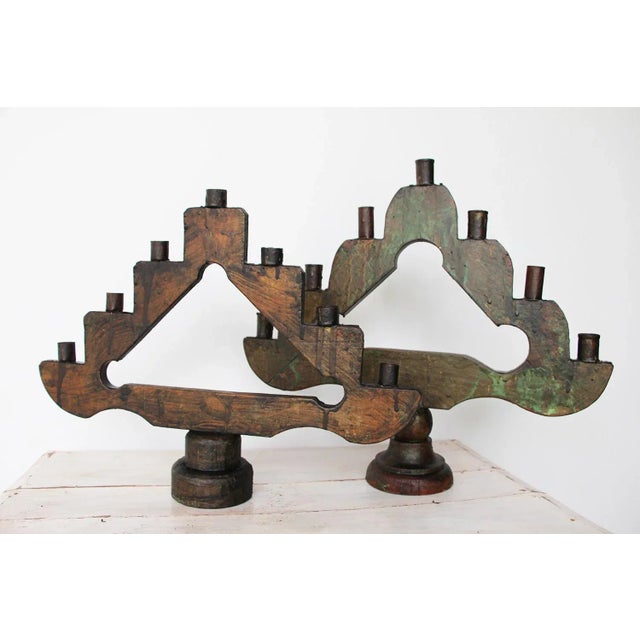 Wood 19th Century Antique Baroque Style Wooden Ecclesiastical Altar Candelabras - a Pair For Sale - Image 7 of 11