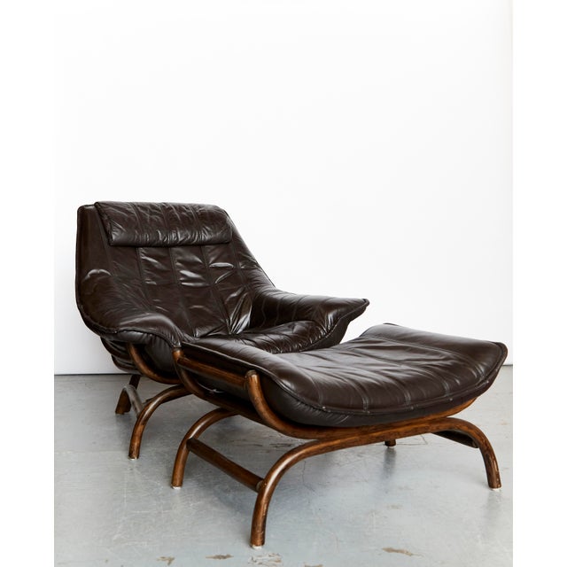 Set of Bamboo and Leather Lounge Chair and Ottoman, 1970s For Sale - Image 18 of 18