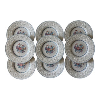 Set of 9 Wedgwood Dinner Plates in the Morning Glory Pattern For Sale