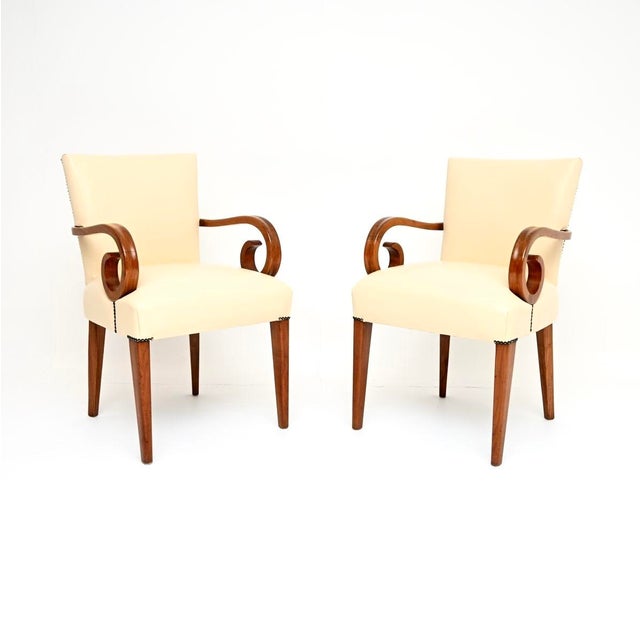 Art Deco Walnut and Leather Armchairs, 1930, Set of 2 For Sale - Image 11 of 11