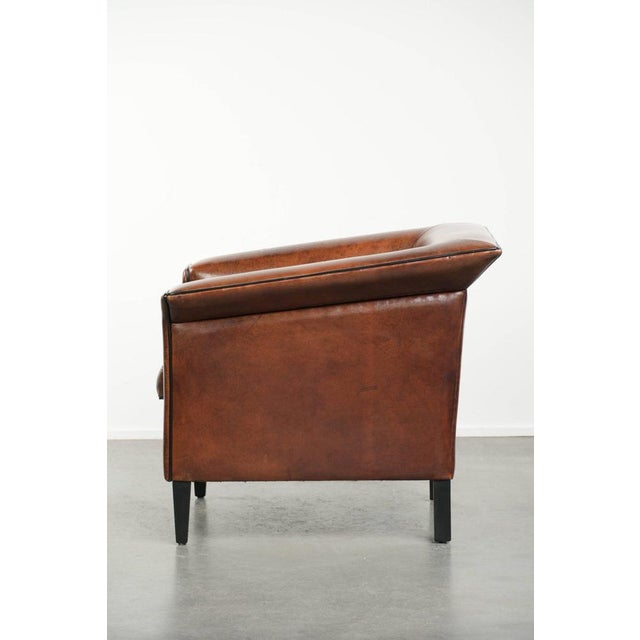 1990s Art Deco Club Chair in Sheepskin Leather For Sale - Image 5 of 13