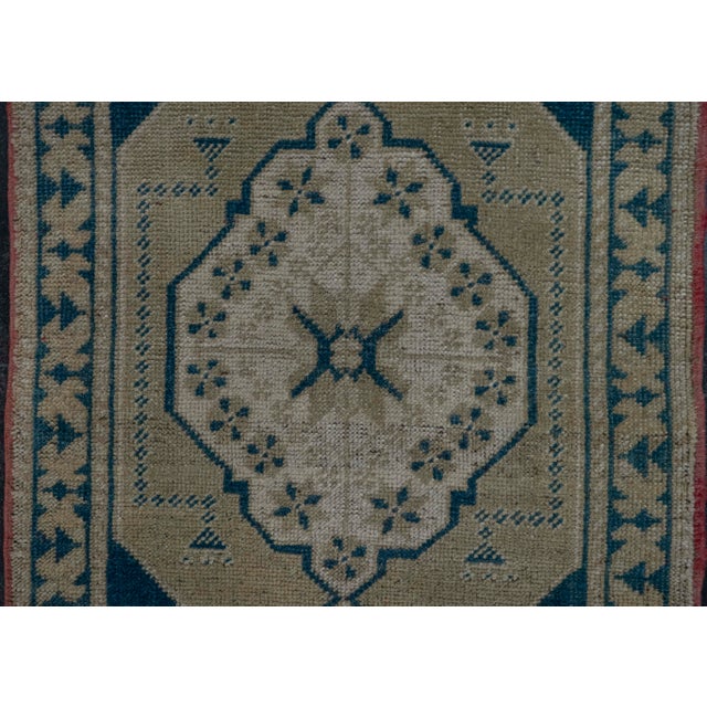 Turkish Mini Rug Oriental Hand Knotted Vintage Rug 1'10" x 3'8" #20642 For Sale - Image 4 of 8