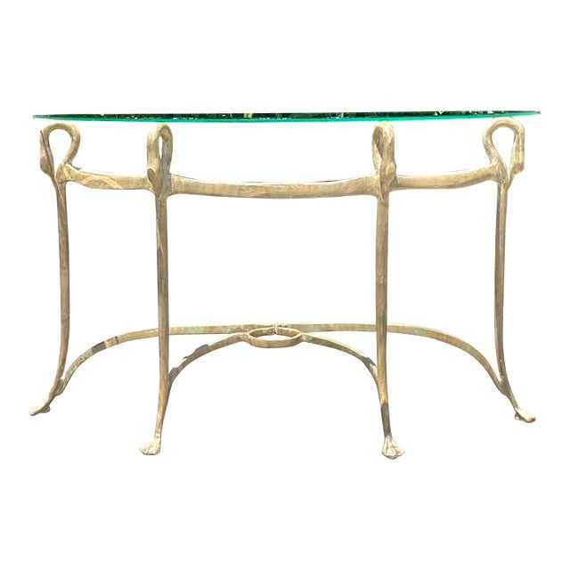 Late 20th Century Vintage Regency Gilt Swan Console Table For Sale