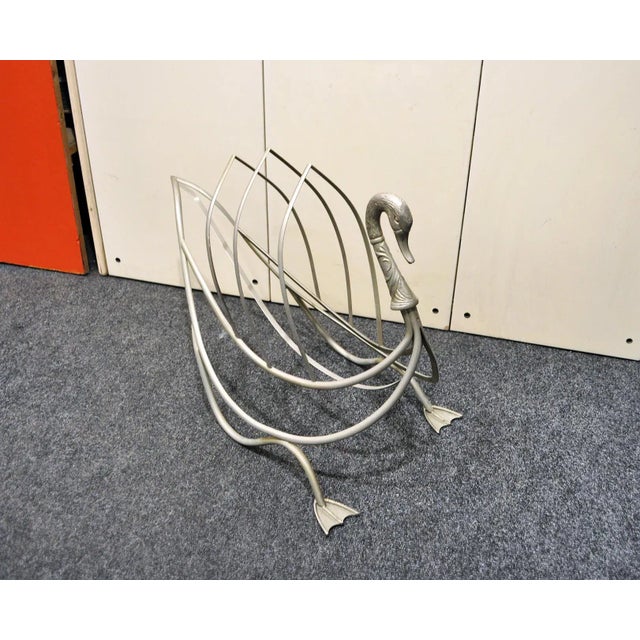 Italian Nickel-Plated Brass Magazine Rack, 1970s For Sale - Image 4 of 8