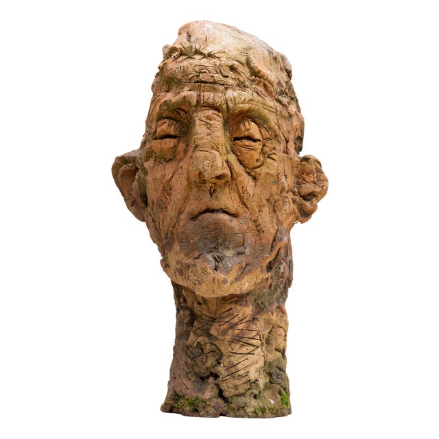 Expressionist Ceramic Head Sculpture in Refractory Stoneware, 2010s For Sale