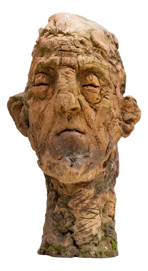 Expressionist Ceramic Head Sculpture in Refractory Stoneware, 2010s
