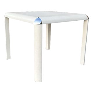 Vintage Lacquered Linen and Chrome Capped Game Table For Sale