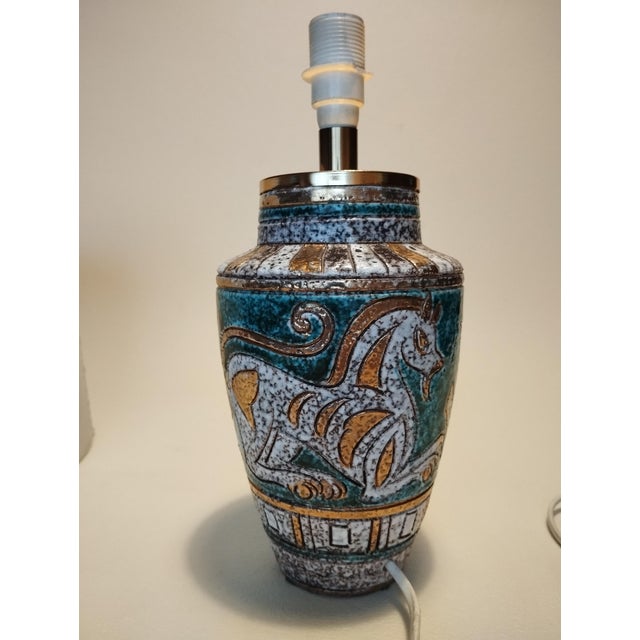 Rare Fratelli Fanciullacci Ceramic Table Lamp An authentic piece of mid-century Italian design, featuring the classic fat...