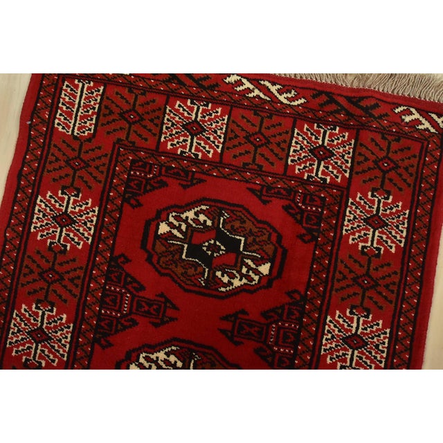 Turkmen Runner 2’6” X 9’7” Red Wool Vintage Tribal Hand-Knotted Oriental Rug For Sale In Philadelphia - Image 6 of 12