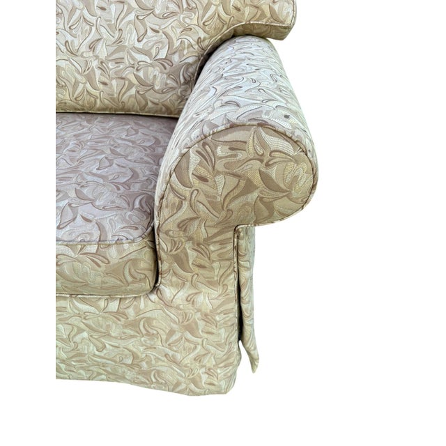 Wood Taylor King Three Seat Roll Arm Upholstered Sofa For Sale - Image 7 of 10