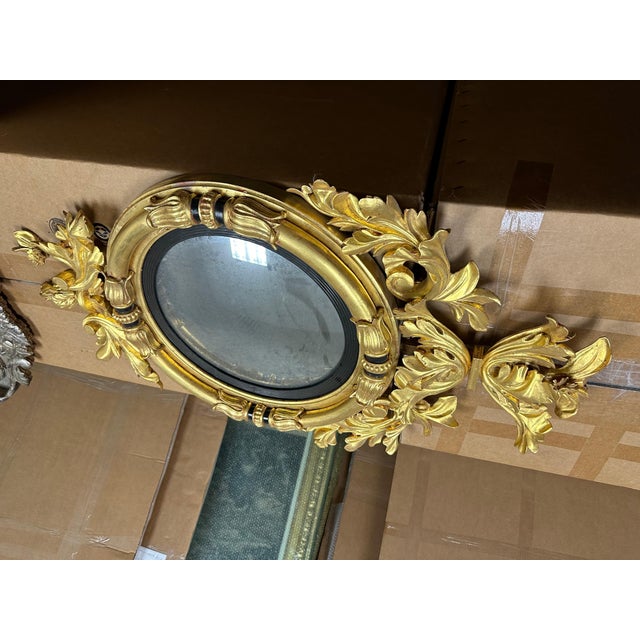 Wood 19th Century English Regency Giltwood Convex Mirror For Sale - Image 7 of 12
