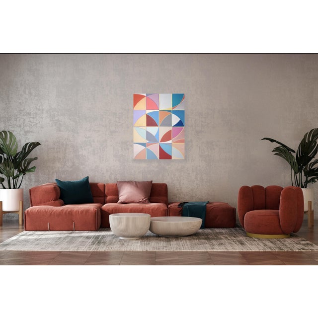 Pink 2026, SpatialEcho, Pastel Tones Painting on Canvas, Geometric Minimalism, Acrylic Paint on Canvas by Natalia Roman For Sale - Image 8 of 8