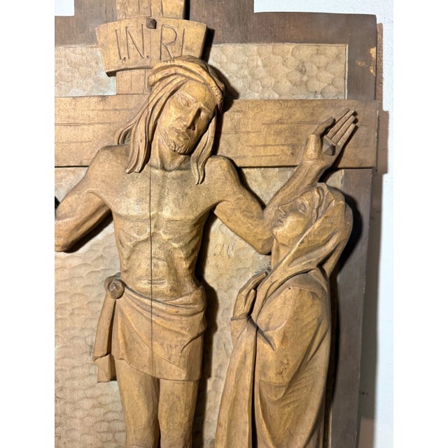 1960s Share Vintage Hand Carved Religious Stations of the Cross Jesus Wall Sculpture Statue For Sale - Image 5 of 13
