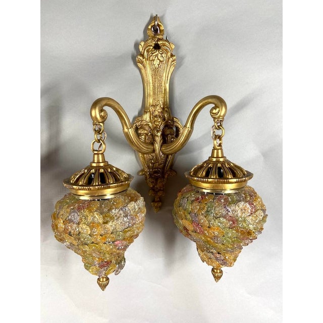 1980s 1980 Louis XVI Gold Bronze Wall Lamp Sconce Pair - 2 PCS For Sale - Image 5 of 15