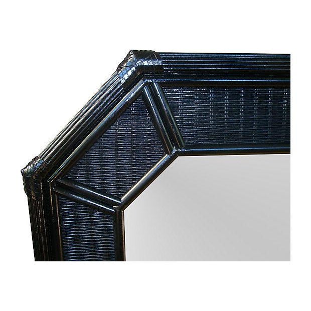 Black Rattan Mirror Octagonal Chinoiserie Asian Wicker 42" X 36" Chairish