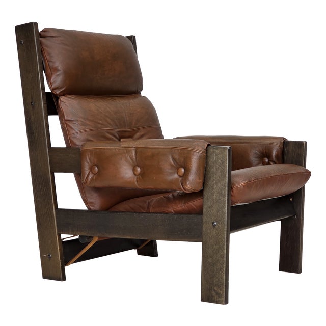 Vintage Scandinavian Lounge Chair in Furniture Leather, 1970s For Sale