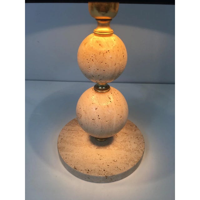 Travertine and Brass Table Lamp For Sale - Image 9 of 13