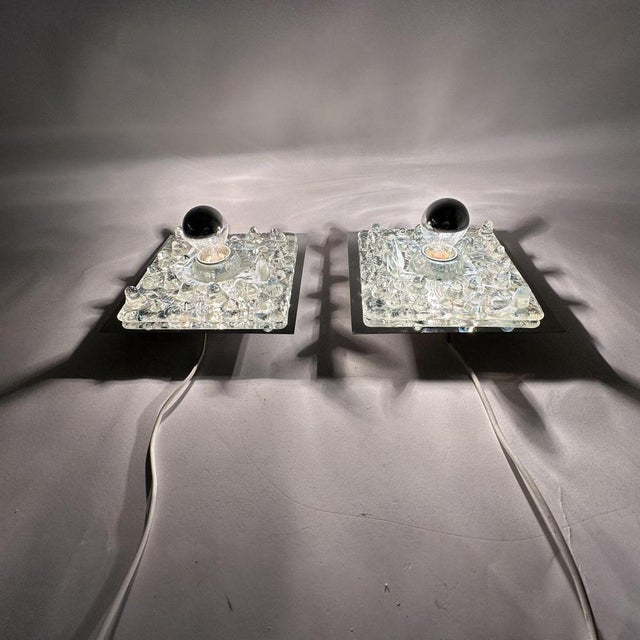 1970s Vintage Murano Glass Wall Lamp from Mazzega, 1970s, Set of 2 For Sale - Image 5 of 18