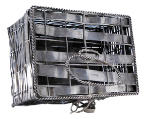 Silver Basket with Handle, Corded Trims and Key Lock with Padlock