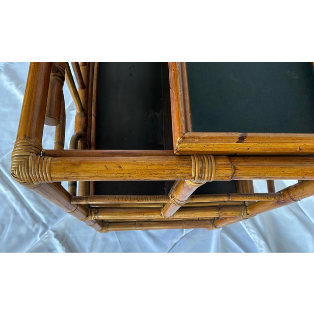 Vintage Faux Bamboo Bar Cart/Magazine Rack With Ebonized Wood Shelves For Sale - Image 10 of 13