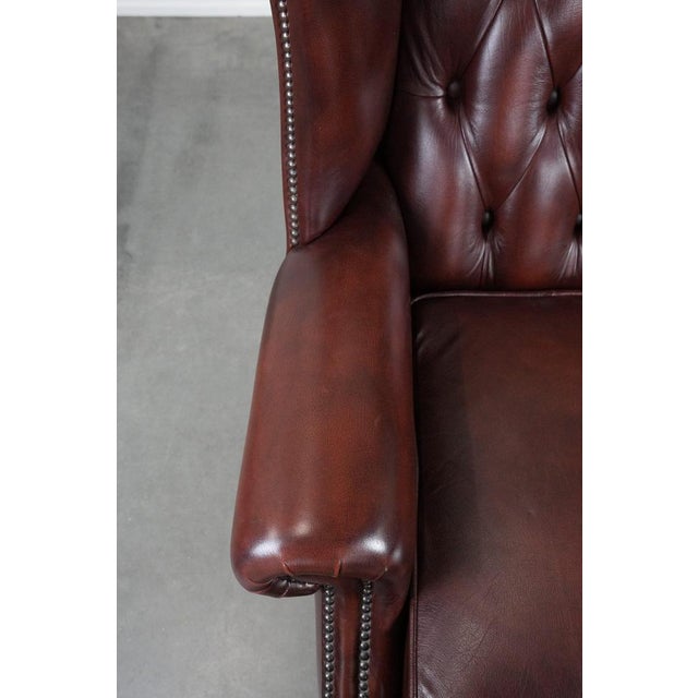 Animal Skin Chesterfield Wing Chair in Cowhide Leather For Sale - Image 7 of 13